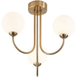 Happy Homewares Antique Brass Ceiling Light with Opal White Globe Glass Shade - Size: 33 x 35 x 35cm - Gold - Wilko - thumbnail 5