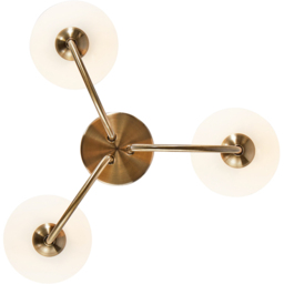 Happy Homewares Antique Brass Ceiling Light with Opal White Globe Glass Shade - Size: 33 x 35 x 35cm - Gold - Wilko - thumbnail 4