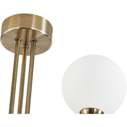 Happy Homewares Antique Brass Ceiling Light with Opal White Globe Glass Shade - Size: 33 x 35 x 35cm - Gold - Wilko - thumbnail 6