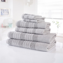 Rapport Home Spa Silver Pure Cotton Towel Bale Set of 6 - Size: 12 x 90 x 140cm - Wilko - thumbnail 3