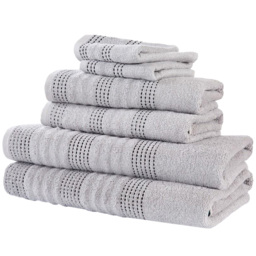 Rapport Home Spa Silver Pure Cotton Towel Bale Set of 6 - Size: 12 x 90 x 140cm - Wilko - thumbnail 1