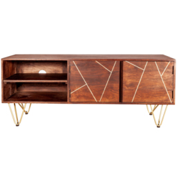 Brooklyn Ozella 2 Door 2 Shelf Dark Gold Plasma TV Unit - Brown - Wilko - thumbnail 4