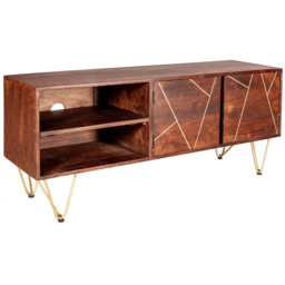 Brooklyn Ozella 2 Door 2 Shelf Dark Gold Plasma TV Unit - Brown - Wilko - thumbnail 3