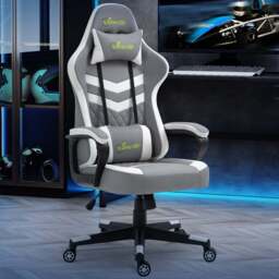 Portland Grey PVC Leather Swivel Gaming Chair - Wilko - thumbnail 1