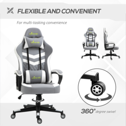 Portland Grey PVC Leather Swivel Gaming Chair - Wilko - thumbnail 7