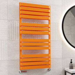 Terma Warp T Bold Matt Orange Heated Towel Rail 2660 BTU 1110 x 500mm - Size: 111 x 50 x 11.2cm - Wilko - thumbnail 3