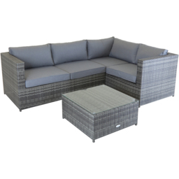Charles Bentley 4 Seater Grey Rattan Corner Sofa Lounge Set - Wilko - thumbnail 3