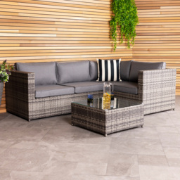 Charles Bentley 4 Seater Grey Rattan Corner Sofa Lounge Set - Wilko