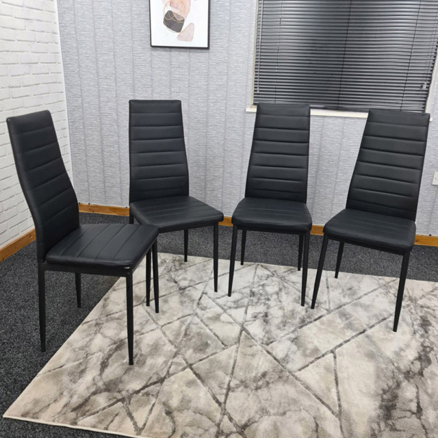 Kosy Koala Set of 4 Black Faux Leather Dining Chair - Size: 96 x 40 x 40cm - Wilko - image 1