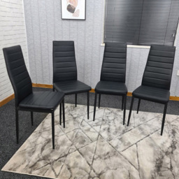 Kosy Koala Set of 4 Black Faux Leather Dining Chair - Size: 96 x 40 x 40cm - Wilko