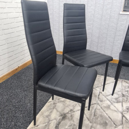 Kosy Koala Set of 4 Black Faux Leather Dining Chair - Size: 96 x 40 x 40cm - Wilko - thumbnail 3