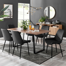 Furniturebox Solo Cesano 6 Seater Dining Set Brown and Black - Wilko - thumbnail 1