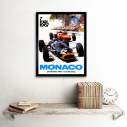 Wee Blue Coo Transport Monaco 25 Grand Prix Automobile 1967 Race Framed Wall Art Print 30 x 41cm - Size: 43.3 x 33.3 x 1.5cm - White - Wilko - thumbnail 3