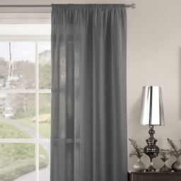 Velosso Riva Plain Charcoal Slot Top Voile Panel Curtain 150 x 228cm - Size: W 150 x D 228cm - Grey - Wilko - thumbnail 3