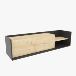 Decorotika Krog 2 Door 2 Shelf Anthracite and Sapphire Oak TV Unit - Size: 36.8 x 160 x 35cm - Multi - Wilko - thumbnail 6