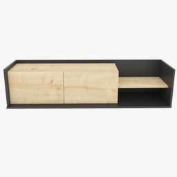 Decorotika Krog 2 Door 2 Shelf Anthracite and Sapphire Oak TV Unit - Size: 36.8 x 160 x 35cm - Multi - Wilko - thumbnail 3