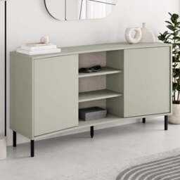 FWStyle Frem 2 Door Ash Green Curved Sideboard - Size: 81 x 150 x 40cm - Wilko