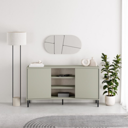 FWStyle Frem 2 Door Ash Green Curved Sideboard - Size: 81 x 150 x 40cm - Wilko - thumbnail 4