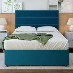 Bedmaster Double Marine Blue Plush Velvet Divan Base with Milan Headboard - Wilko - thumbnail 1