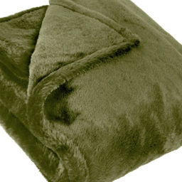 furn. Kallu Olive Double-Sided Faux-Fur Throw 130 x 180cm - Size: 180 x 130 x 1cm - Green - Wilko - thumbnail 4