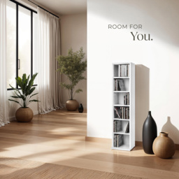 tectake Juliane 6 Shelf White CD Shelf - Size: 90 x 21 x 20cm - Wilko - thumbnail 4