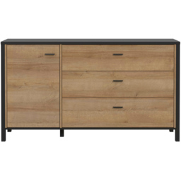Florence High Rock Single Door 3 Drawer Matt Black and Riviera Oak Sideboard - Size: 40 x 151 x 85cm - Furniture to Go - Wilko - thumbnail 4