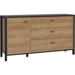 Florence High Rock Single Door 3 Drawer Matt Black and Riviera Oak Sideboard - Size: 40 x 151 x 85cm - Furniture to Go - Wilko - thumbnail 3