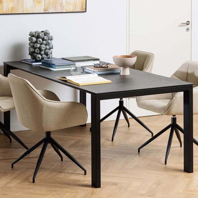 Florence Brentford Ceramic 6 Seater Dining Table Matt Black - Furniture To Go - Wilko - image 1