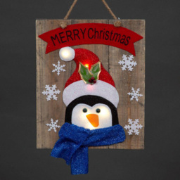 Shatchi Warm White LED Penguin Wooden Wall Frame - Blue - Wilko - thumbnail 3