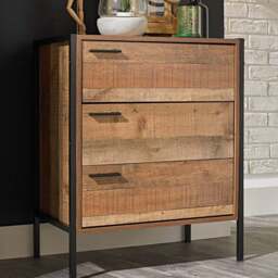 Hoxton 3 Drawer Oak Effect Chest of Drawers - Brown - LPD Home - Wilko - thumbnail 6