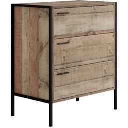 Hoxton 3 Drawer Oak Effect Chest of Drawers - Brown - LPD Home - Wilko - thumbnail 3