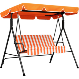 Outsunny 3 Seater Orange and White Swing Chair with Canopy - Size: 141 x 53 x 12.5cm - Wilko - thumbnail 3
