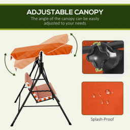 Outsunny 3 Seater Orange and White Swing Chair with Canopy - Size: 141 x 53 x 12.5cm - Wilko - thumbnail 6