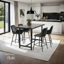 tectake Siera Black Velvet Look Bar Stool Set of 6 - Wilko - thumbnail 7