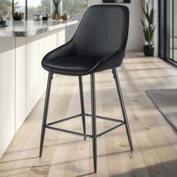 tectake Siera Black Velvet Look Bar Stool Set of 6 - Wilko - thumbnail 1