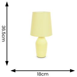 ValueLights Arlo Sunshine Yellow Shade Ceramic LED Table Lamp - Size: 36.5 x 18 x 18cm - Wilko - thumbnail 6