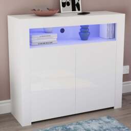 VIDA DESIGNS Nova 2 Door White LED Sideboard - Size: 35 x 107 x 97cm - Wilko
