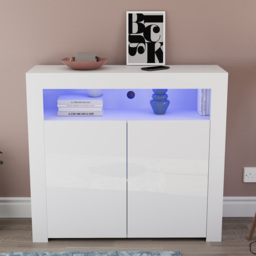 Vida Designs Nova 2 Door White LED Sideboard - Size: 35 x 107 x 97cm - Wilko - thumbnail 7