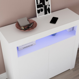 Vida Designs Nova 2 Door White LED Sideboard - Size: 35 x 107 x 97cm - Wilko - thumbnail 4