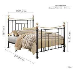 Bronte King Size Black and Antique Brass Metal Bed Frame - Birlea - Wilko - thumbnail 6
