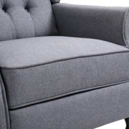 Portland Light Grey Button Tufted Recliner Chair with Footrest - Size: Single - Wilko - thumbnail 4