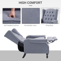 Portland Light Grey Button Tufted Recliner Chair with Footrest - Size: Single - Wilko - thumbnail 6