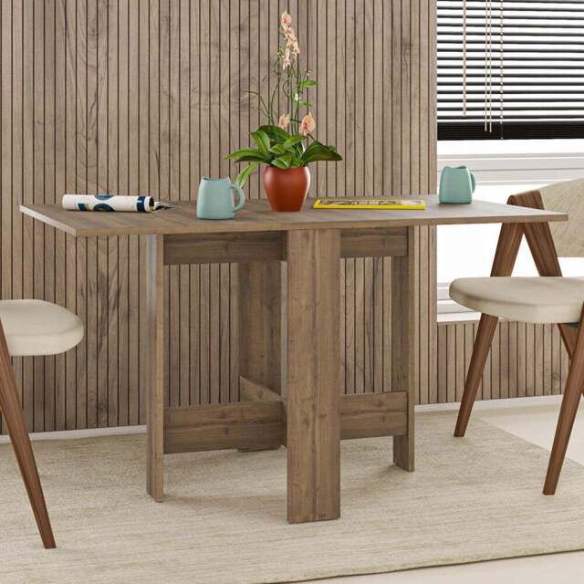 Decortie Artemio Modern Multipurpose Foldable Dining Table Dark Oak - Size: 4 Seater - Brown - Wilko - image 1