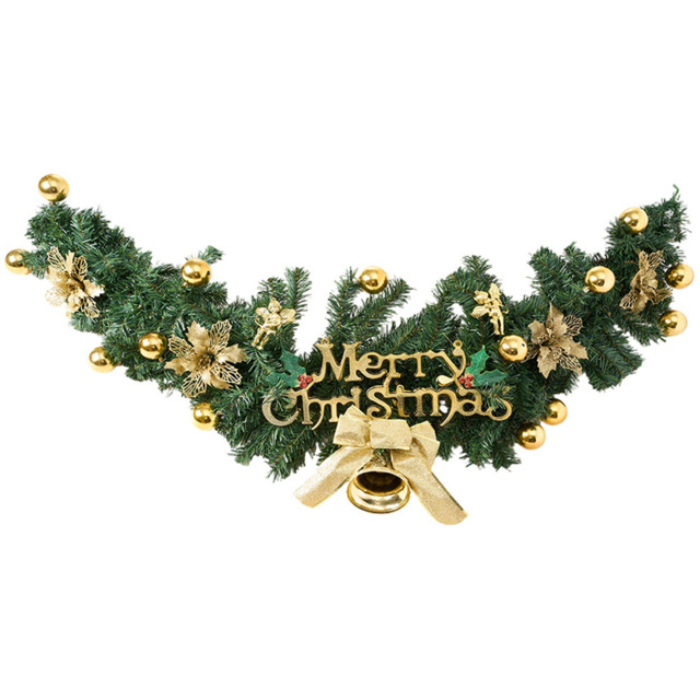 Living and Home Festive Christmas Wreath with Gold Ornaments Flowers and Pinecone - Size: 45 x 150 x 12cm - Multi - Wilko - image 1