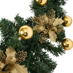 Living and Home Festive Christmas Wreath with Gold Ornaments Flowers and Pinecone - Size: 45 x 150 x 12cm - Multi - Wilko - thumbnail 7