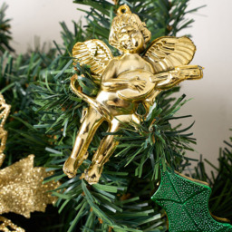Living and Home Festive Christmas Wreath with Gold Ornaments Flowers and Pinecone - Size: 45 x 150 x 12cm - Multi - Wilko - thumbnail 4
