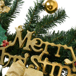 Living and Home Festive Christmas Wreath with Gold Ornaments Flowers and Pinecone - Size: 45 x 150 x 12cm - Multi - Wilko - thumbnail 5