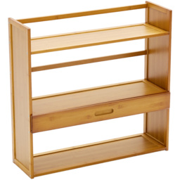 Living and Home Single Drawer 3 Shelf Natural Bamboo Desktop Bookshelf - Wilko - thumbnail 3