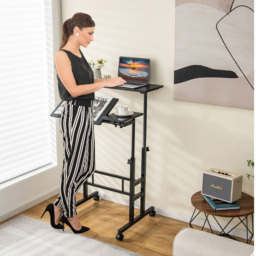 Costway Height Adjustable Workstation with Wheels Black - Size: 80 x 64 x 12cm - Wilko - thumbnail 5