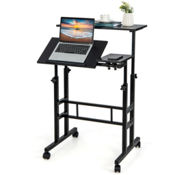 Costway Height Adjustable Workstation with Wheels Black - Size: 80 x 64 x 12cm - Wilko - thumbnail 4